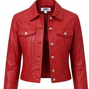 Red 100% Genuine Leather Jacket Size M
